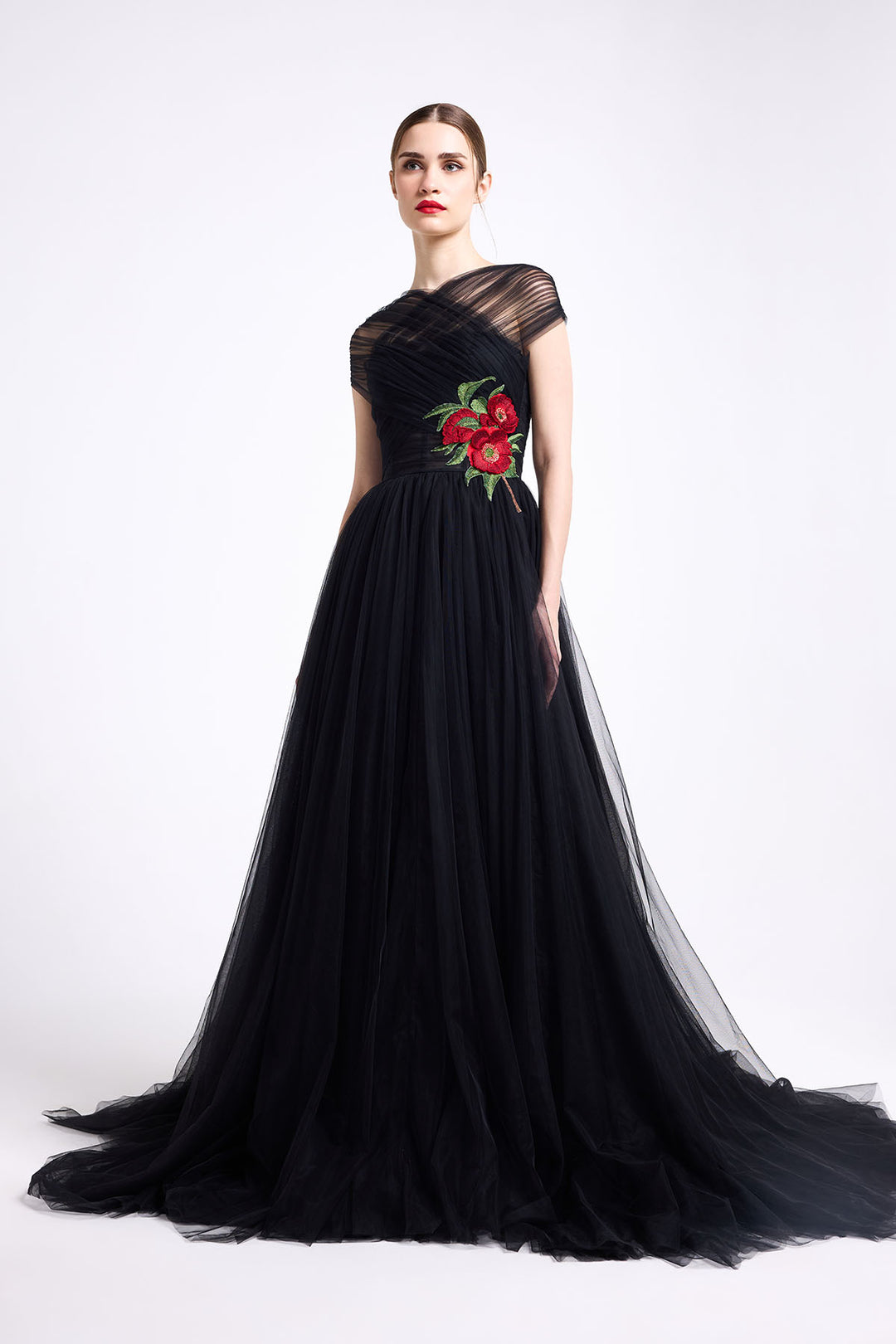 CRISS-CROSS HALTER NECK GOWN