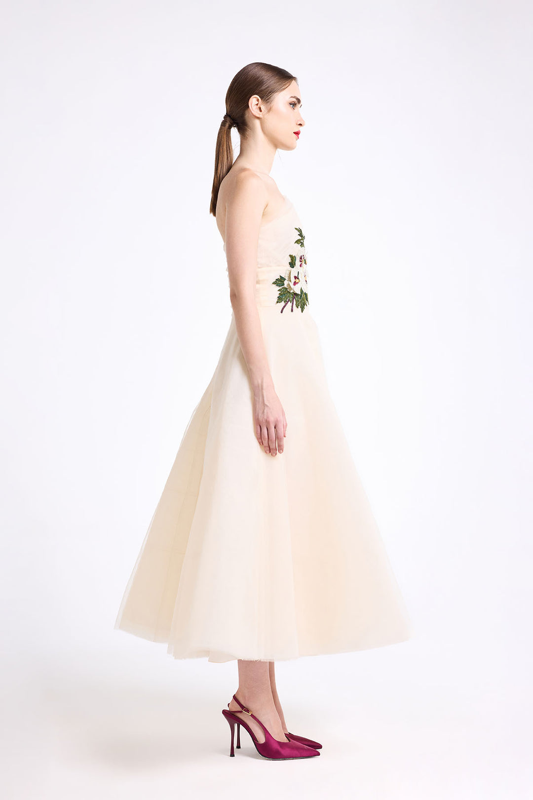 ONE SHOULDER TWISTED STRAP DRAPED MIDI