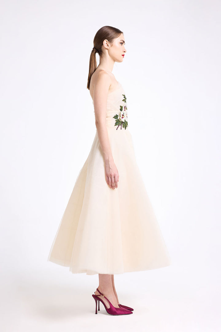 ONE SHOULDER TWISTED STRAP DRAPED MIDI