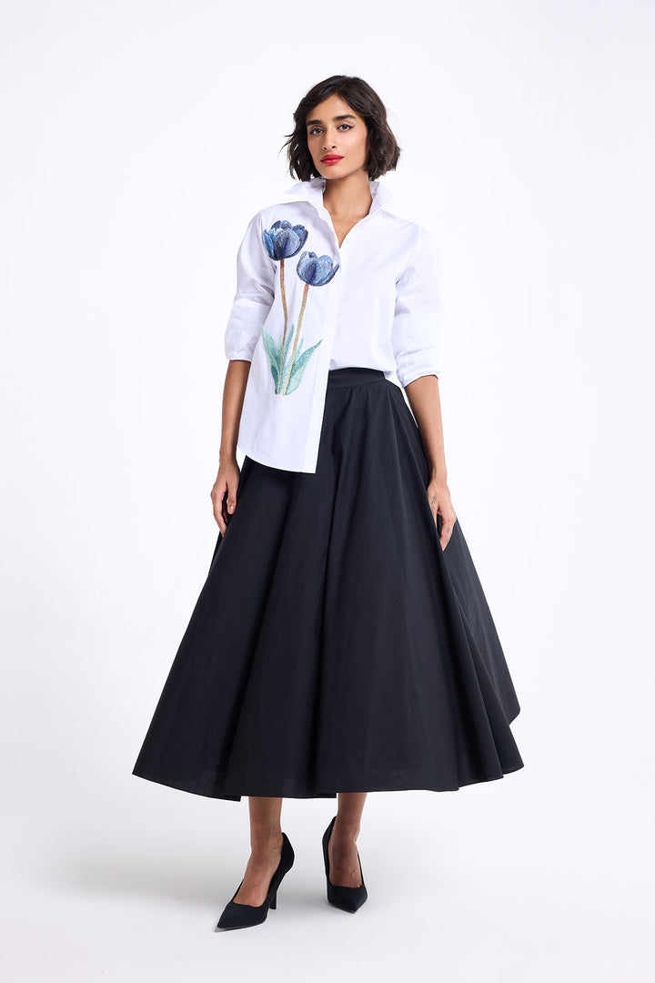 PANELLED MIDI SKIRT