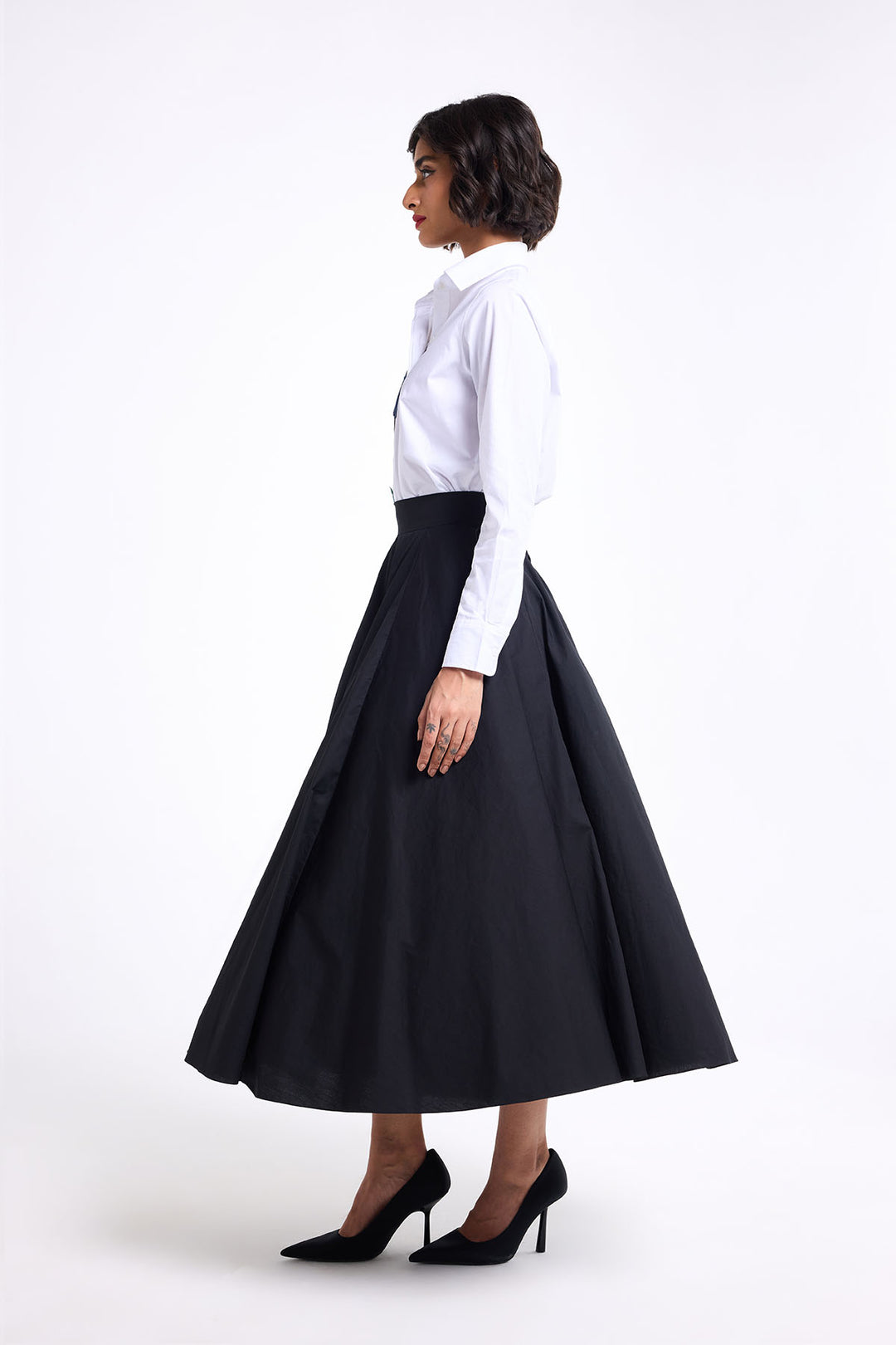 PANELLED MIDI SKIRT