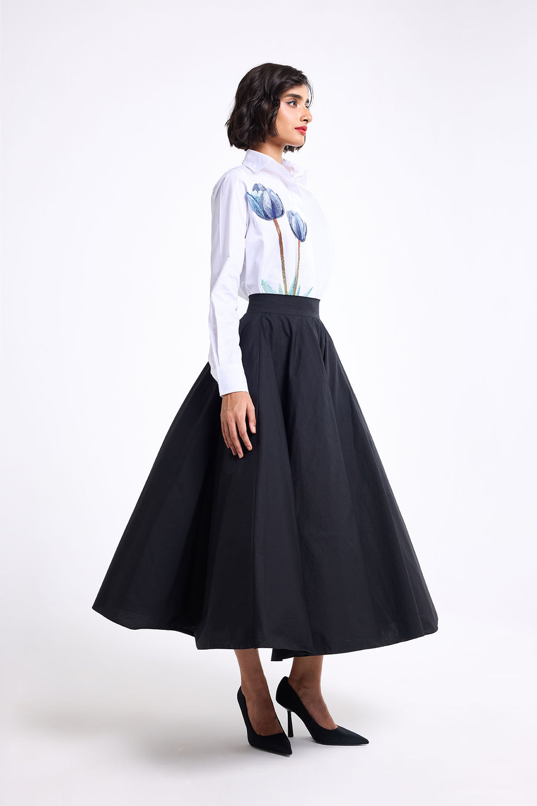 PANELLED MIDI SKIRT