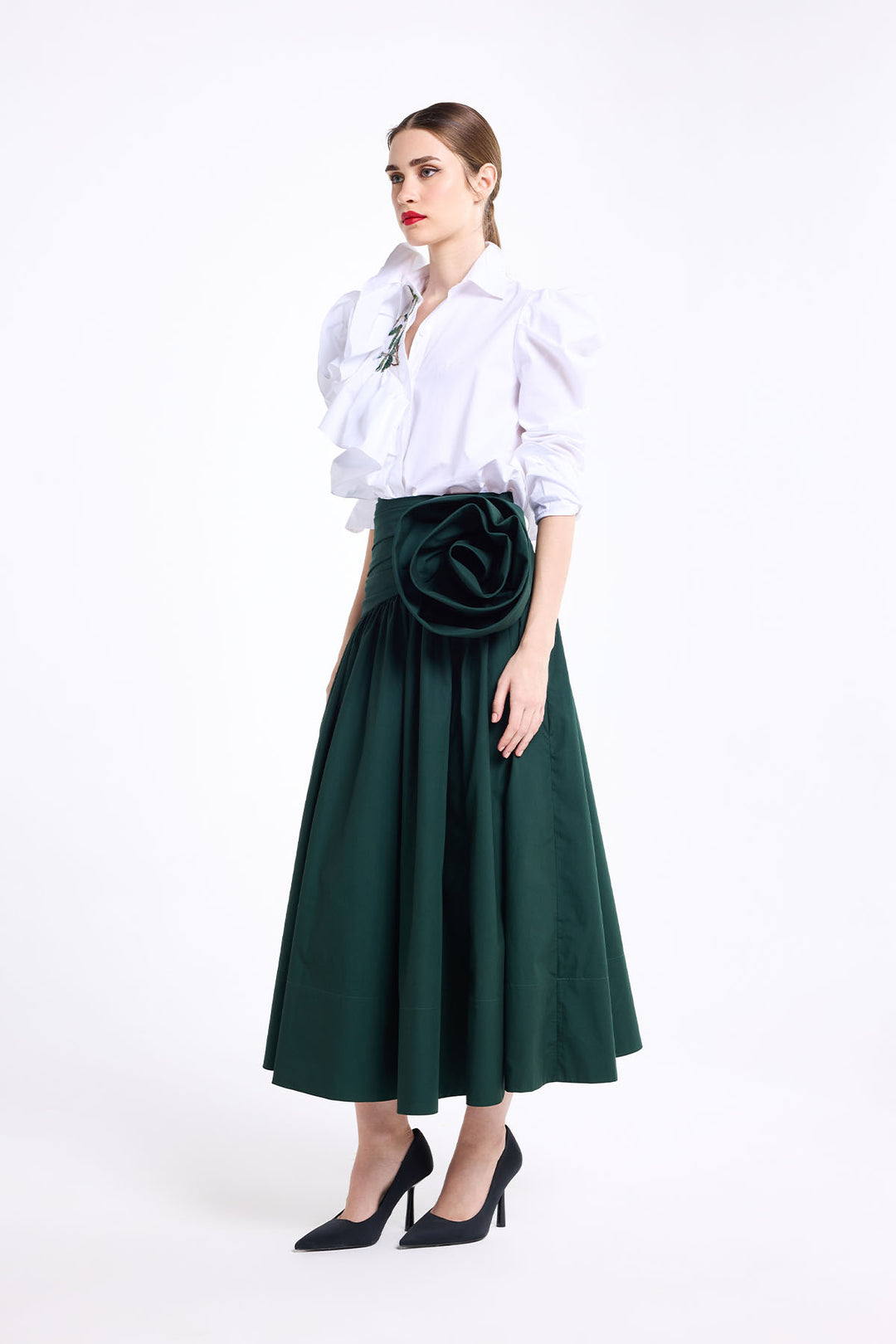 POUF SLEEVES RUFFLED SHIRT