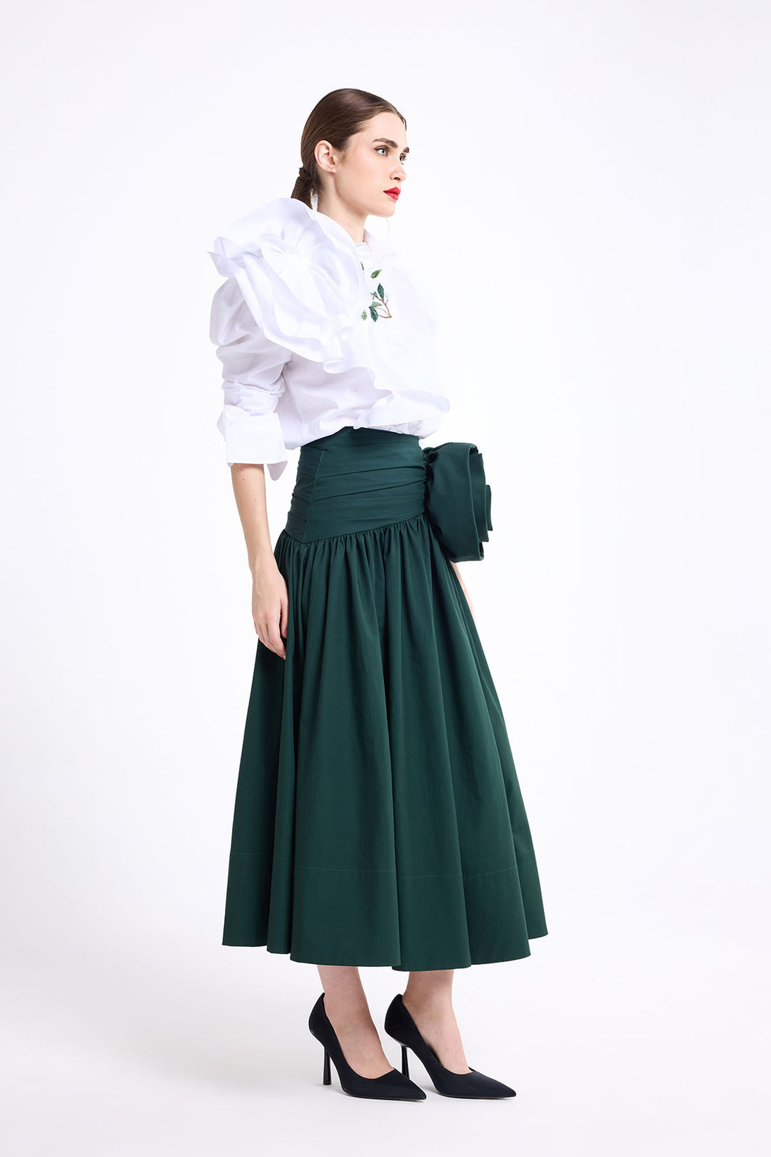 POUF SLEEVES RUFFLED SHIRT
