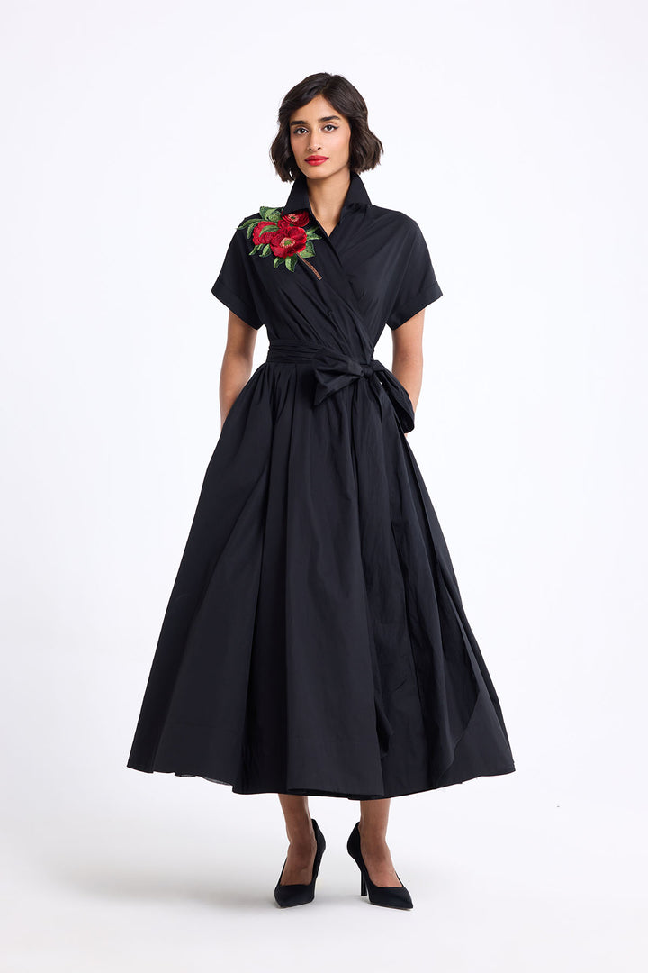 DRAPED WRAP AROUND SHIRT DRESS