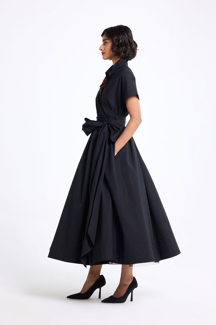 DRAPED WRAP AROUND SHIRT DRESS