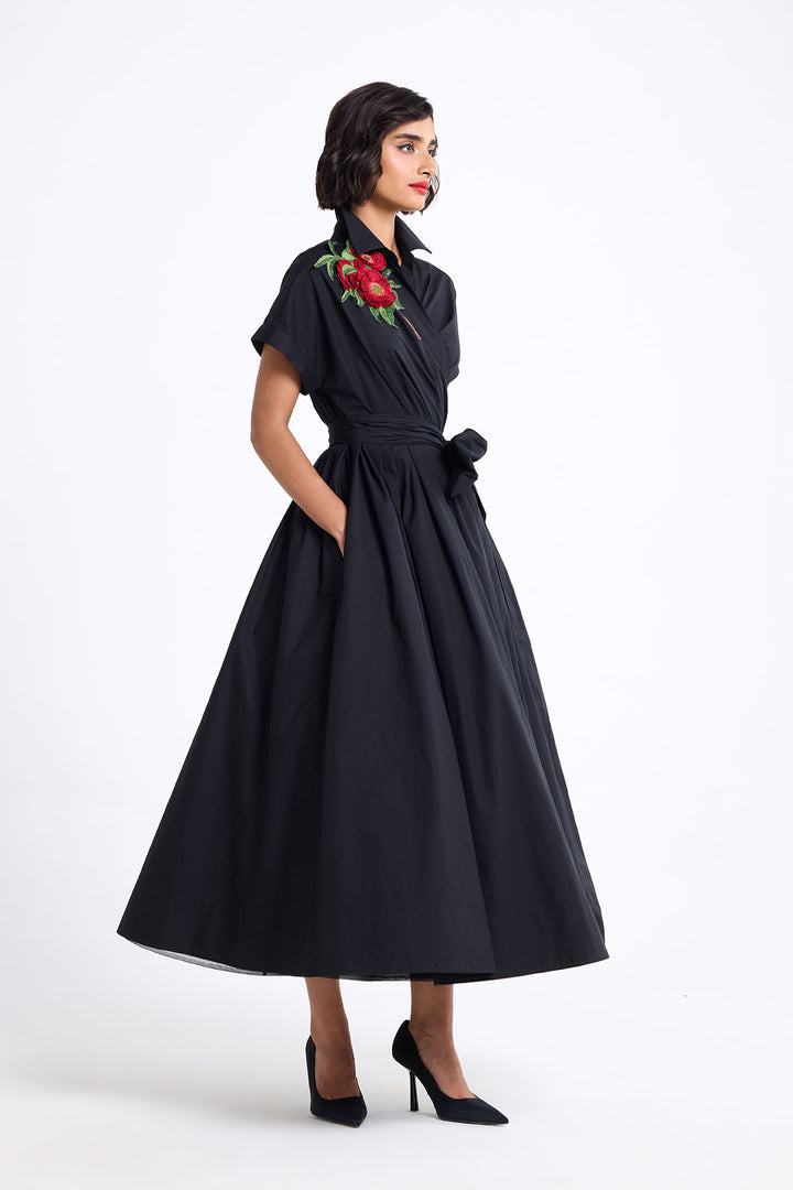 DRAPED WRAP AROUND SHIRT DRESS