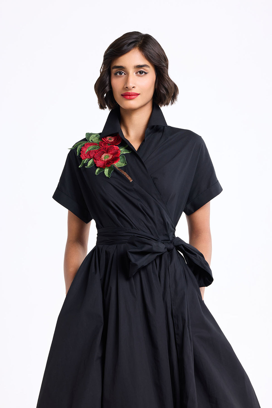 DRAPED WRAP AROUND SHIRT DRESS