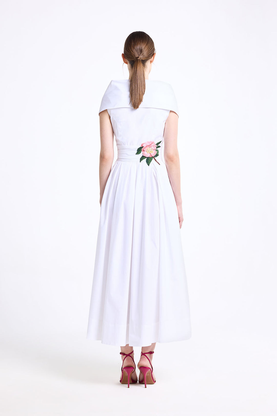 DRAPED SHAWL COLLAR MIDI WITH FIXED WAISTBAND