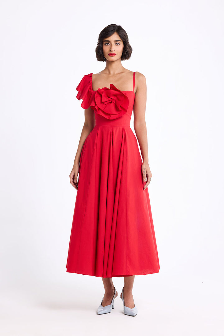 ONE SHOULDER RUFFLED DRESS