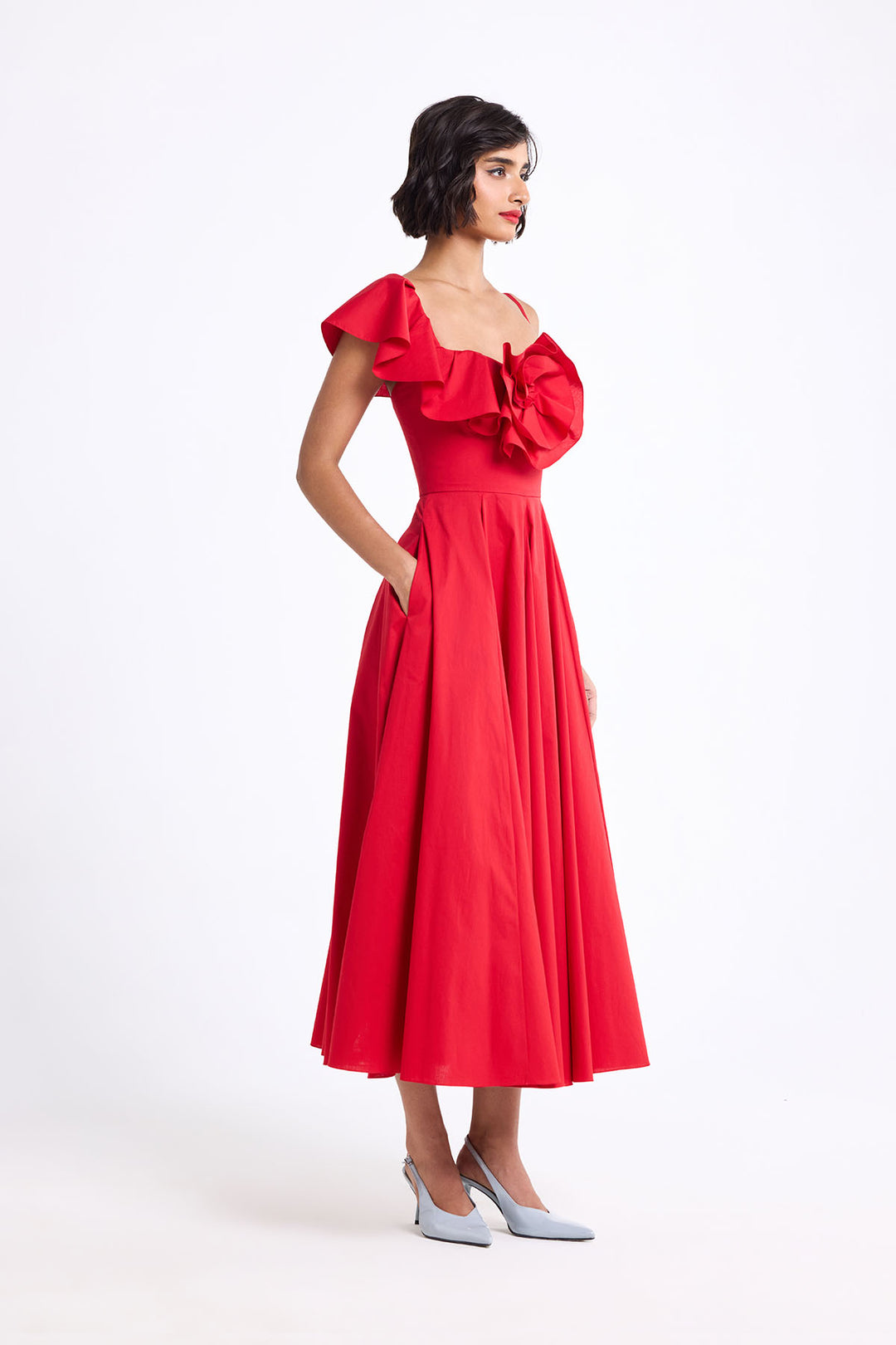 ONE SHOULDER RUFFLED DRESS