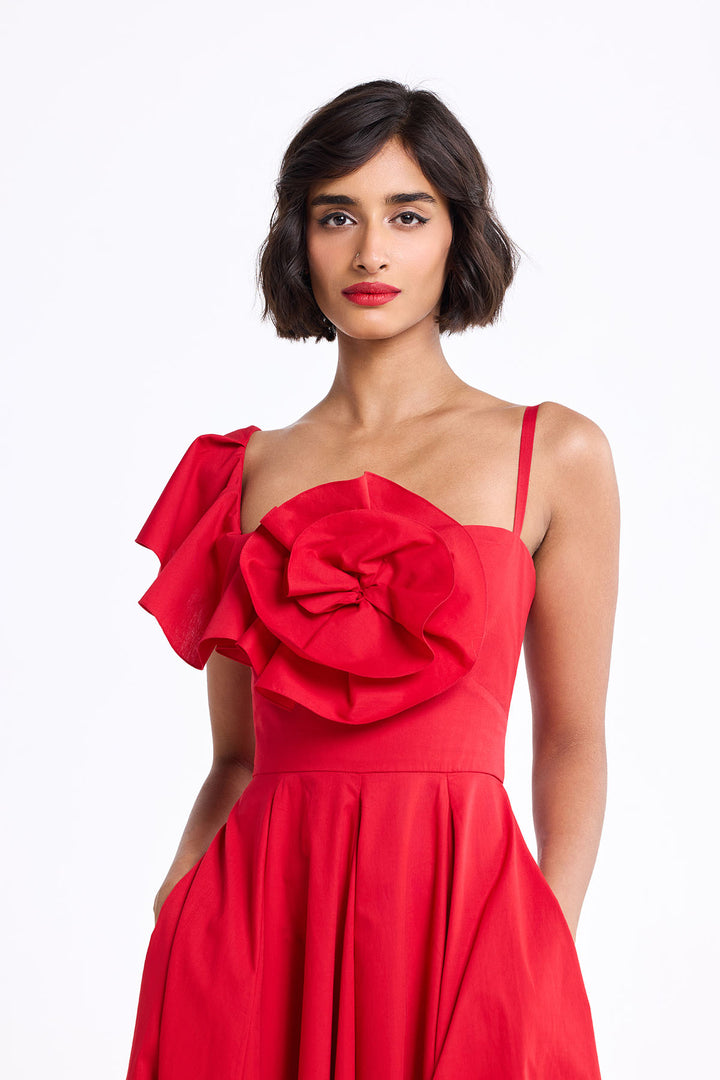 ONE SHOULDER RUFFLED DRESS