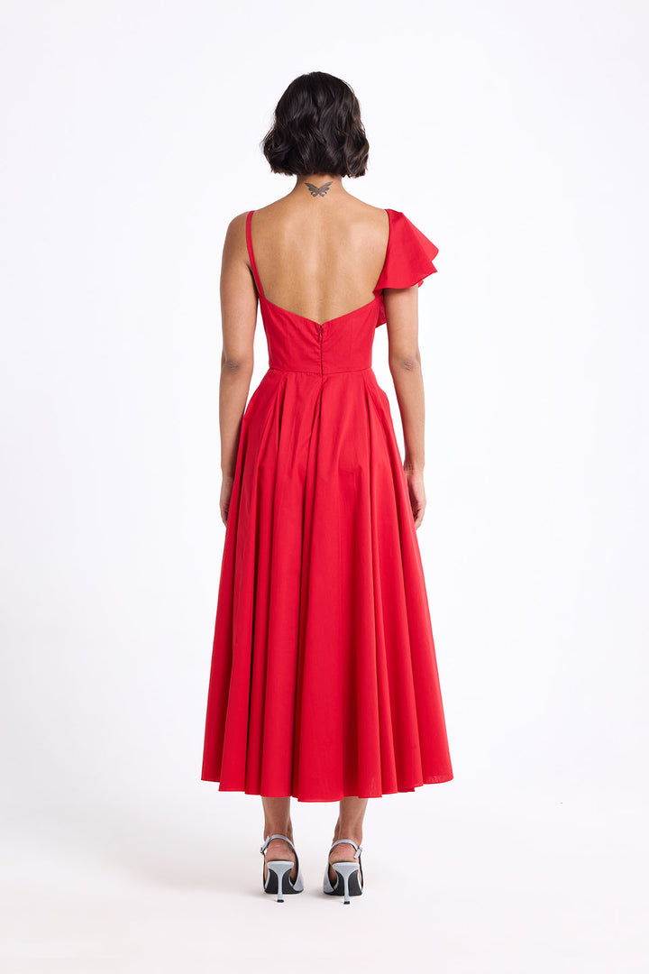 ONE SHOULDER RUFFLED DRESS