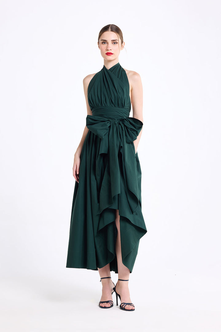 HALTER NECK DRAPED MIDI