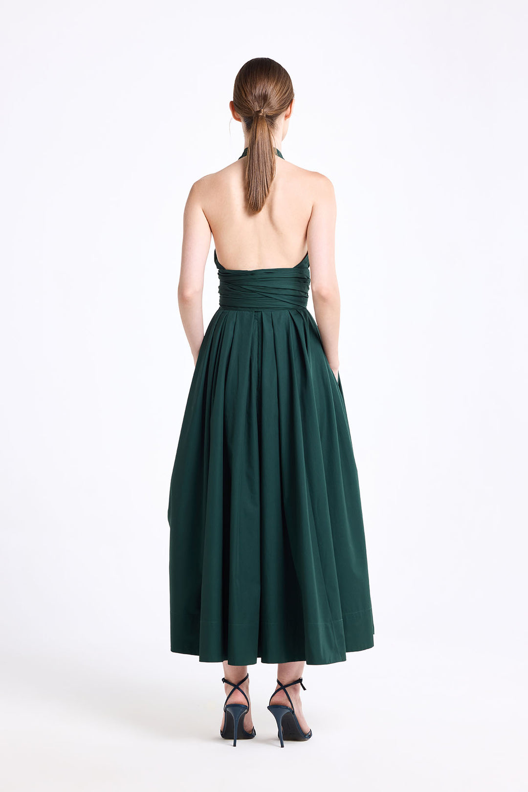HALTER NECK DRAPED MIDI