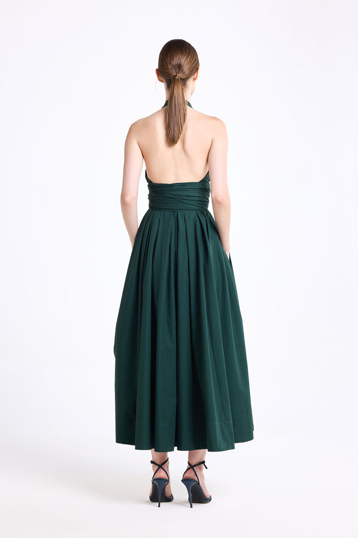 HALTER NECK DRAPED MIDI