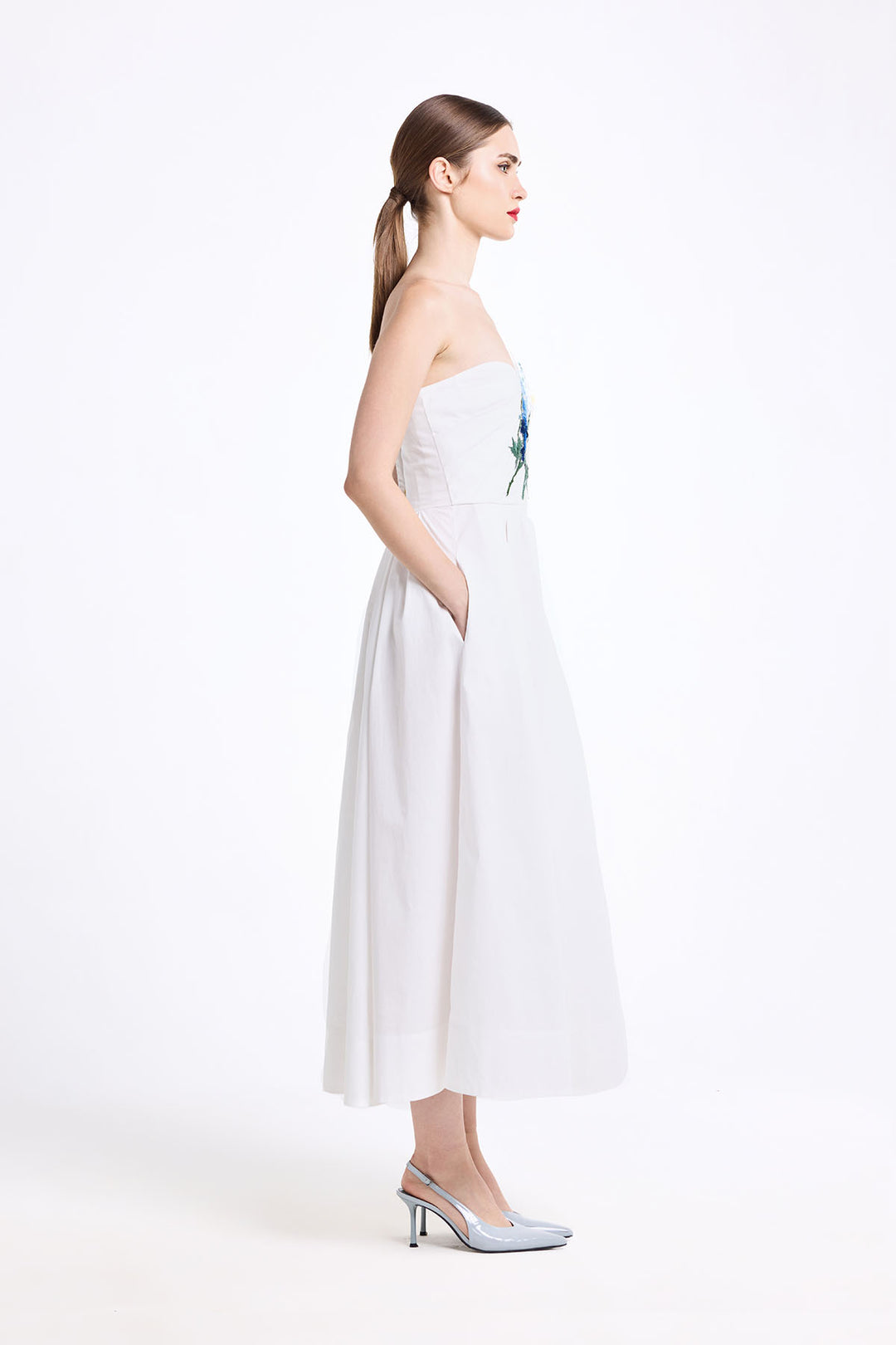 ONE SHOULDER DRAPED MIDI