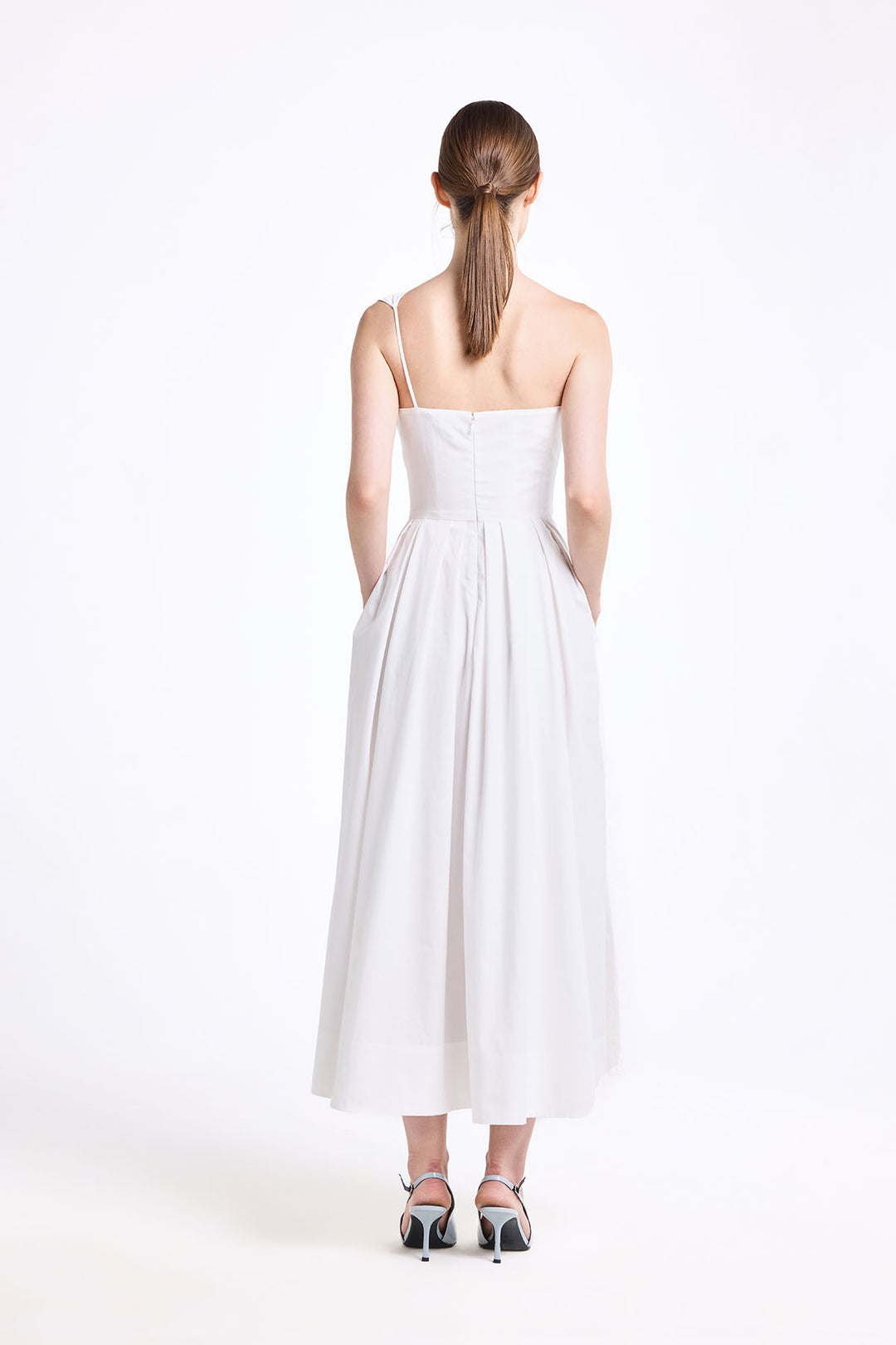 ONE SHOULDER DRAPED MIDI