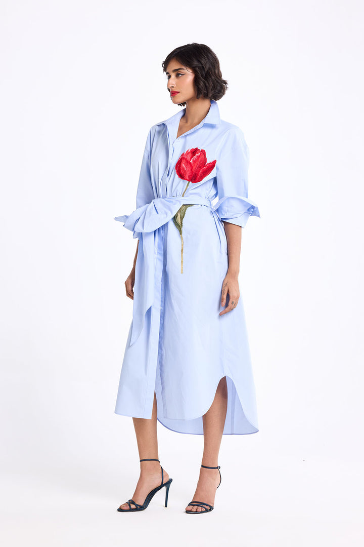 OVERSIZED TEA LENGTH SHIRT DRESS