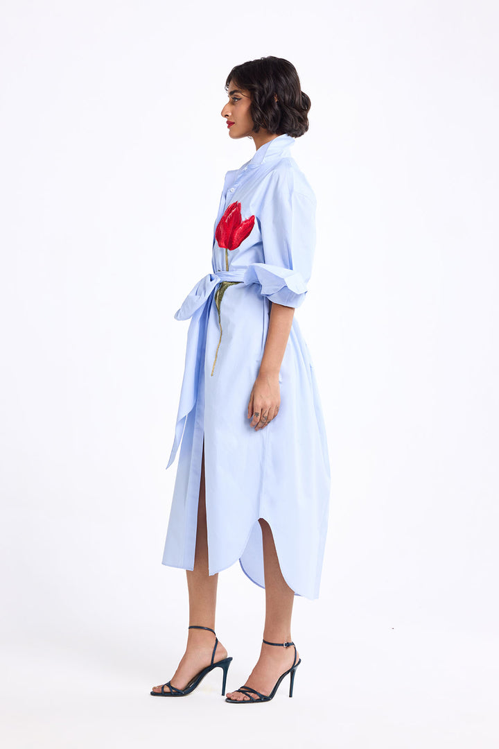 OVERSIZED TEA LENGTH SHIRT DRESS