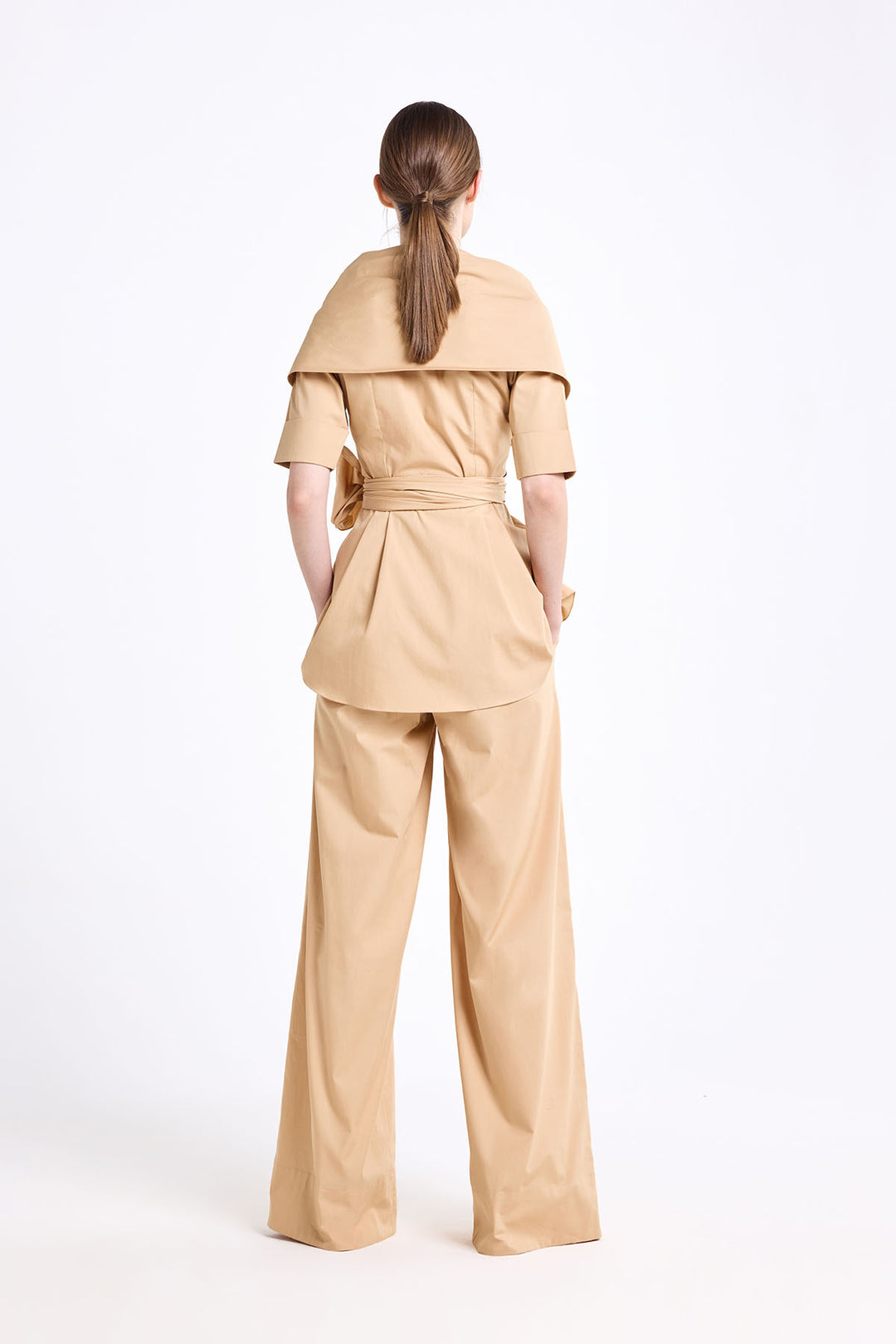 SHAWL COLLAR WRAP TOP WITH STRAIGHT FIT PANT