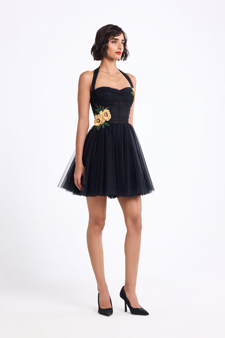 HALTER NECK CORSETTED MINI