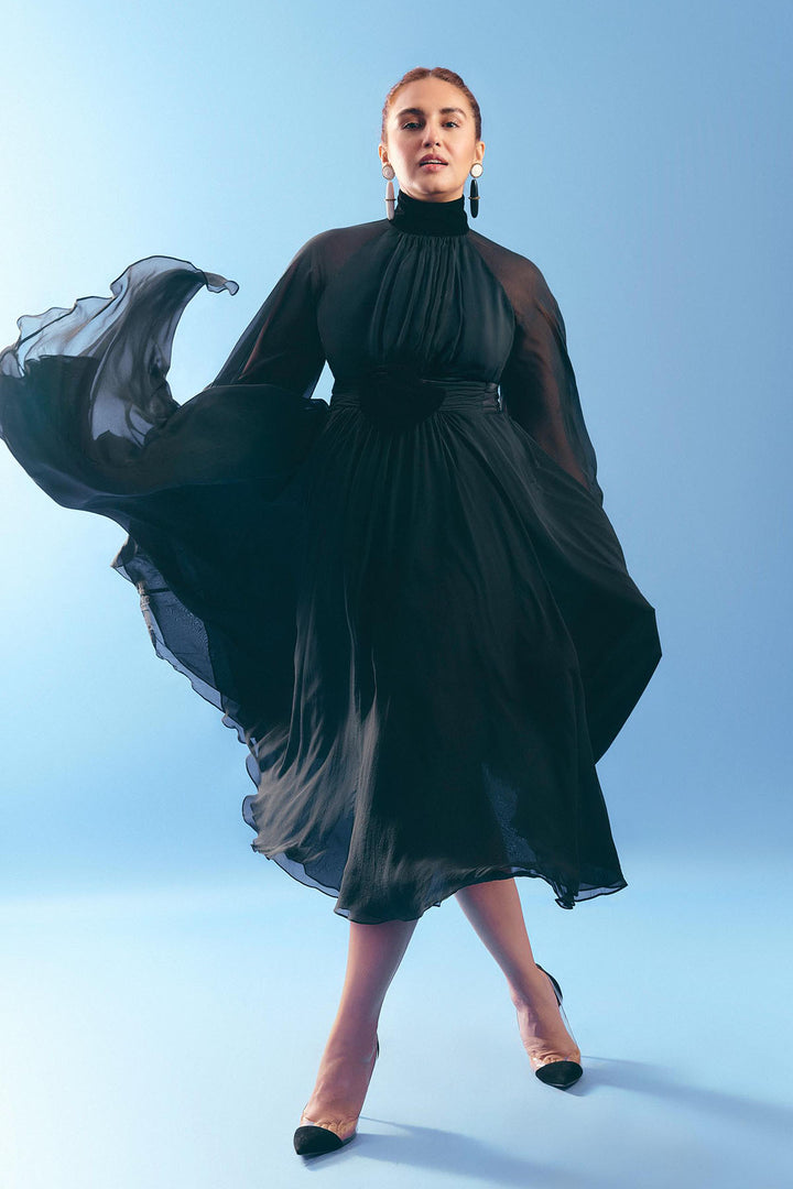 a chiffon midi dress