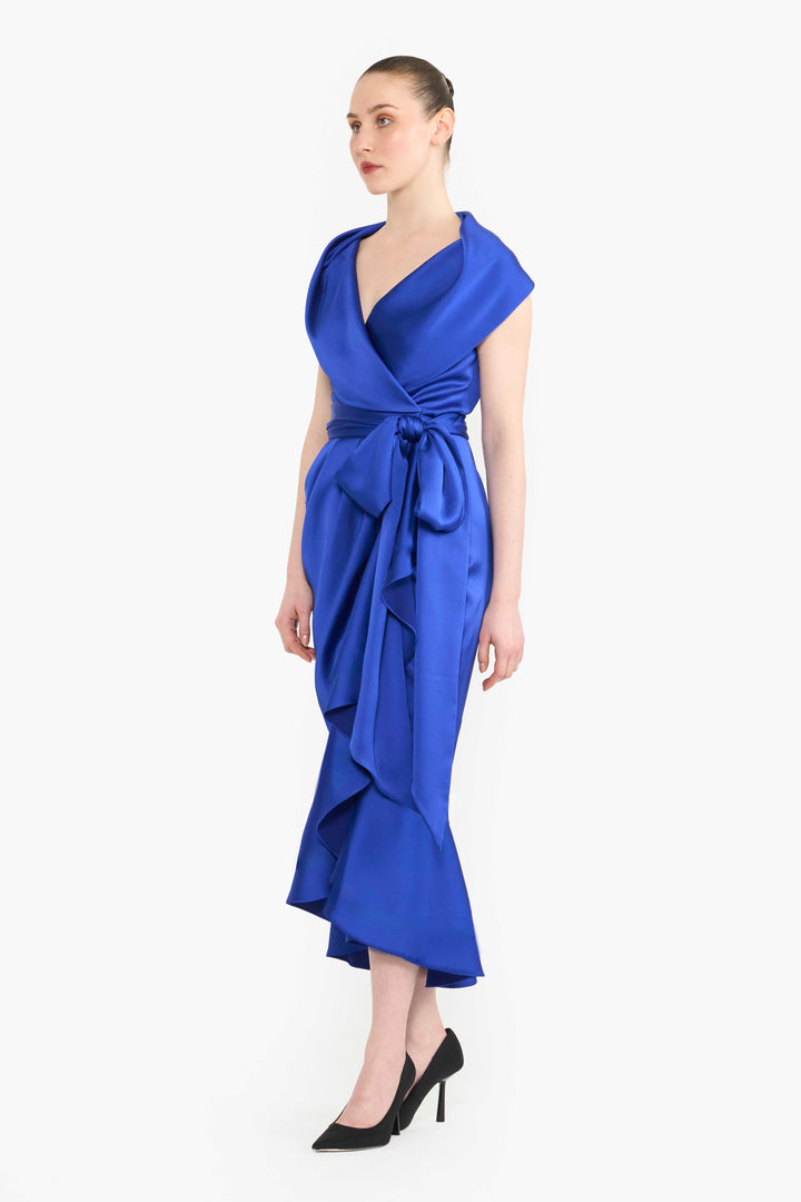 Shawl collar wrap dress