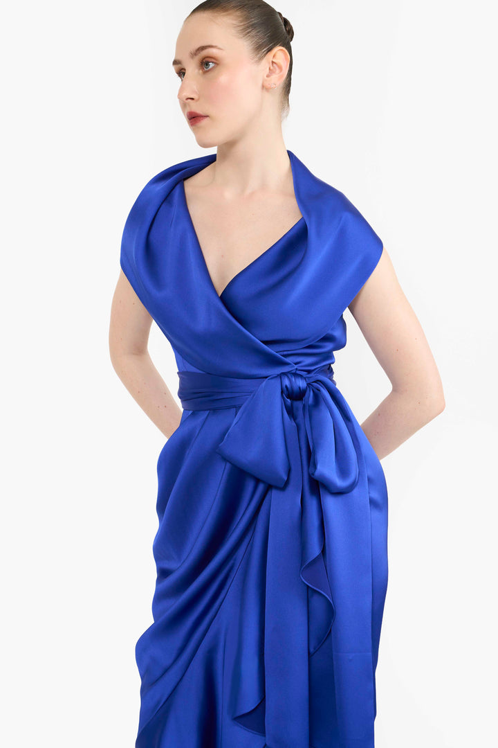 Shawl collar wrap dress