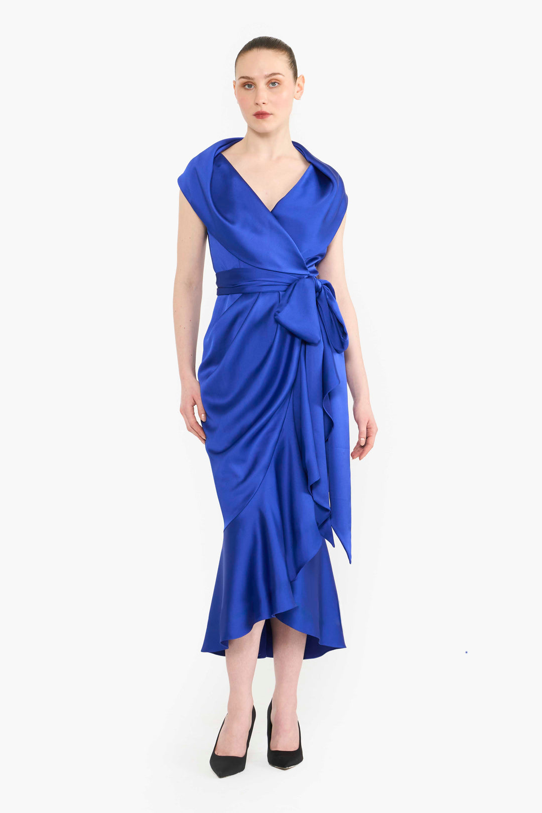 Shawl collar wrap dress