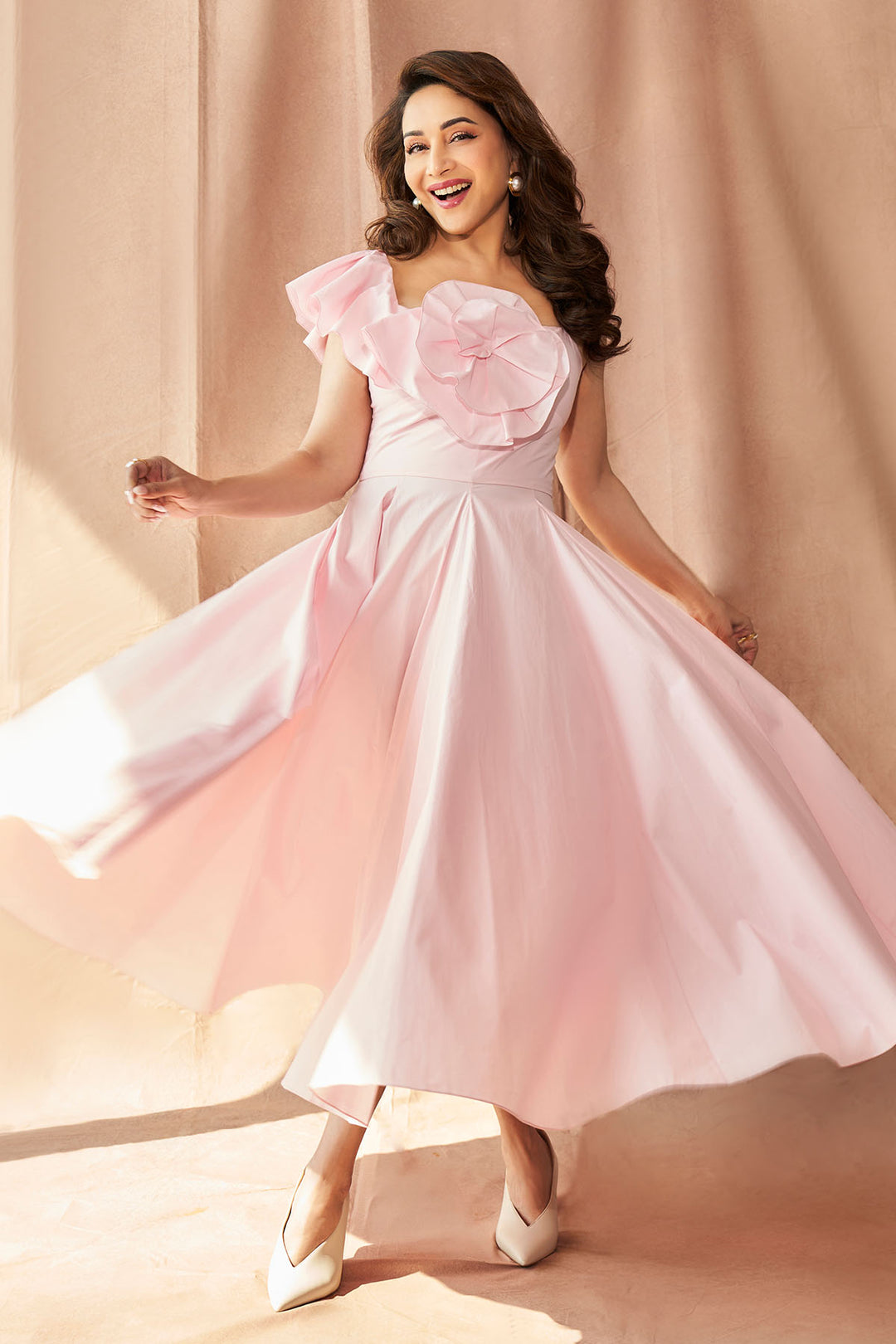 one shoulder ruffled dress