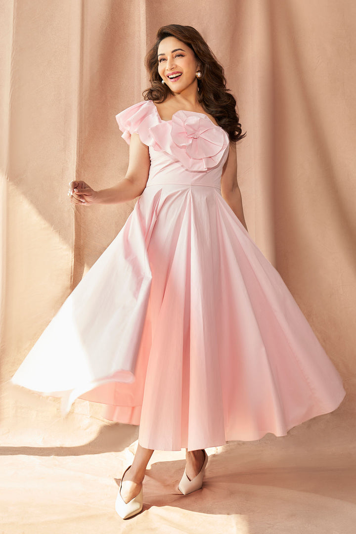 one shoulder ruffled dress