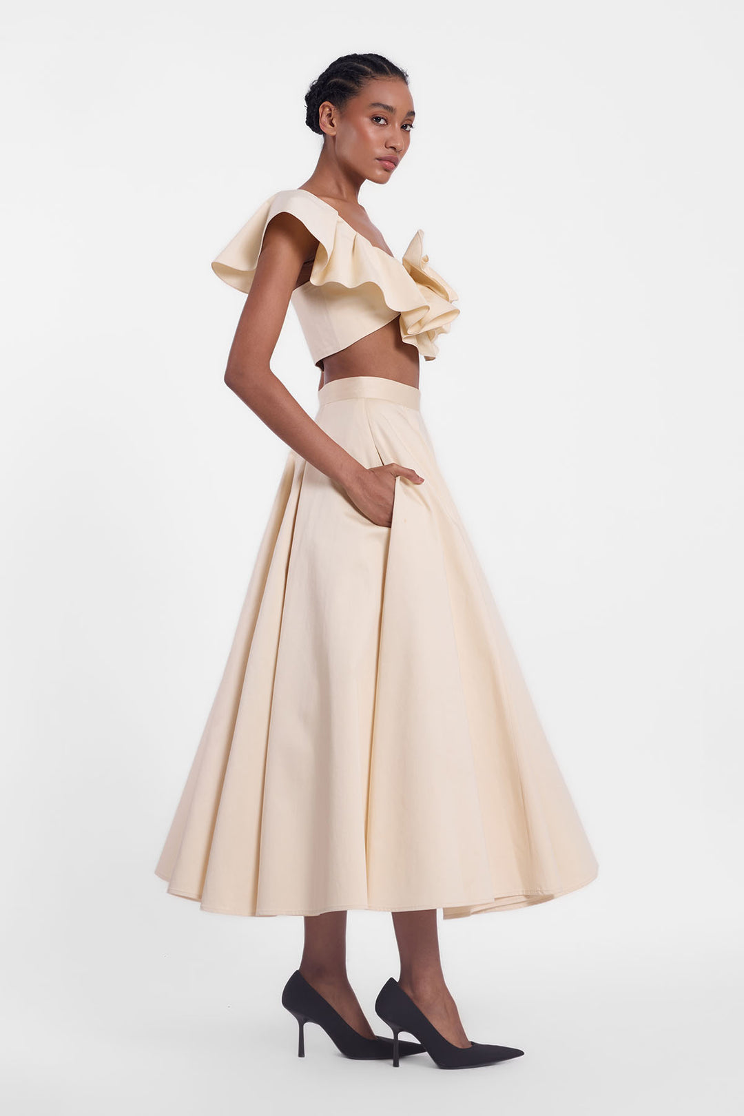 One Shoulder Ruffled Crop Top – Gauri and Nainika