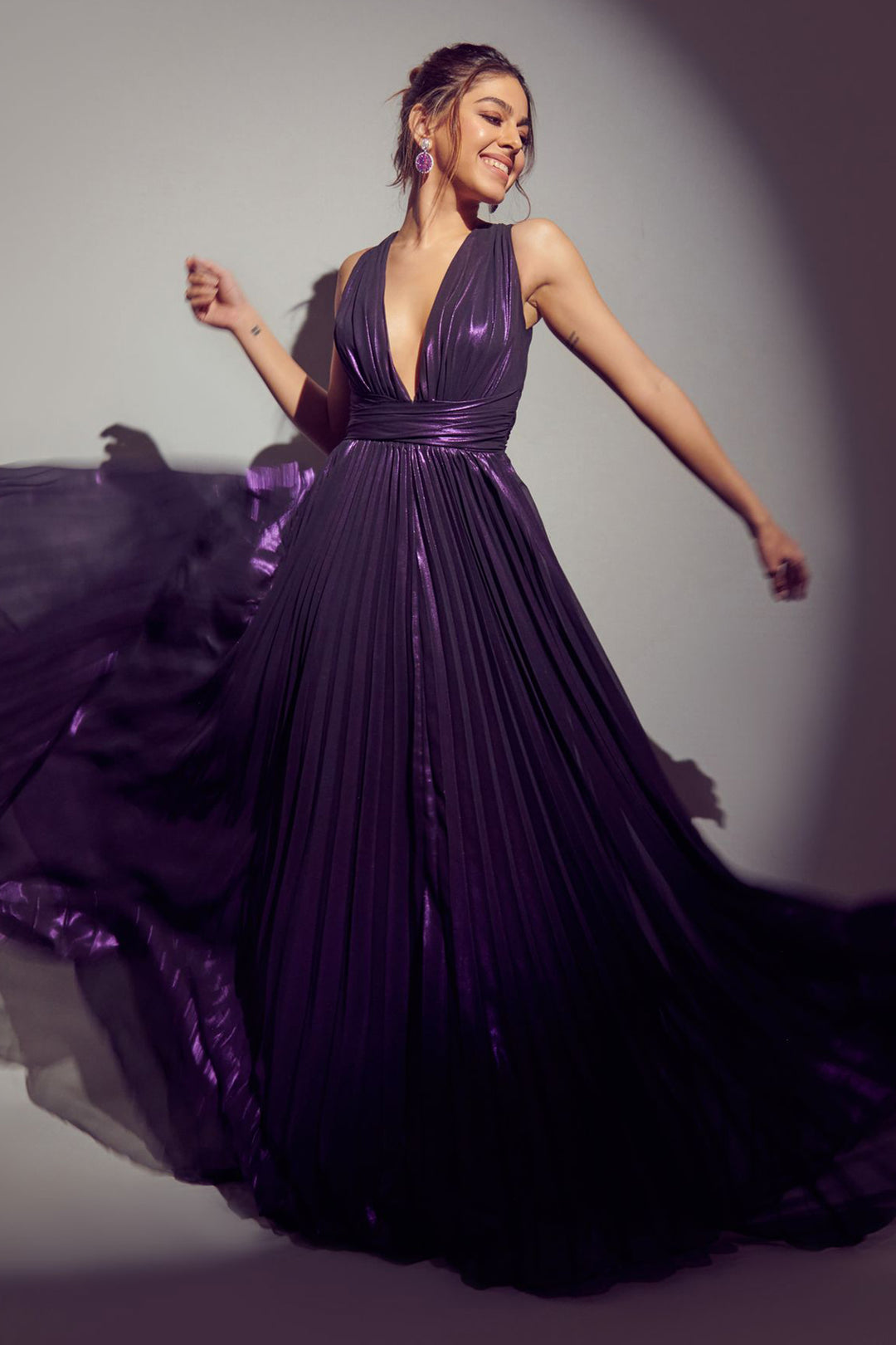 Alaya F in Purple Lame Gown