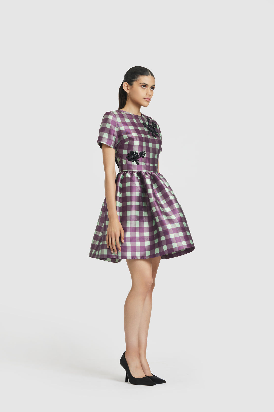 hvn purple gingham dress Strapless Gingham Seersucker Midi Dress (Women)