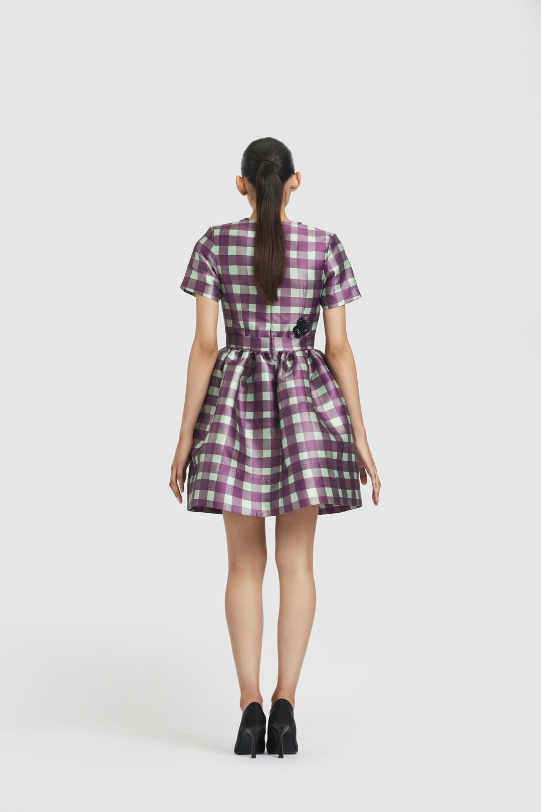 Purple and Green Gingham Check Mini Dress – Gauri and Nainika