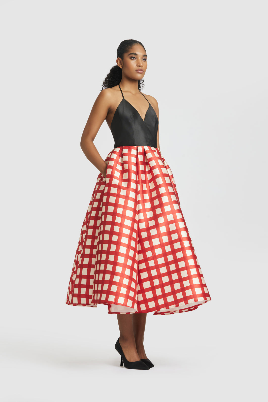 Red Gingham Check Midi Dress – Gauri and Nainika Red Gingham Check Midi Dress – Gauri and Nainika