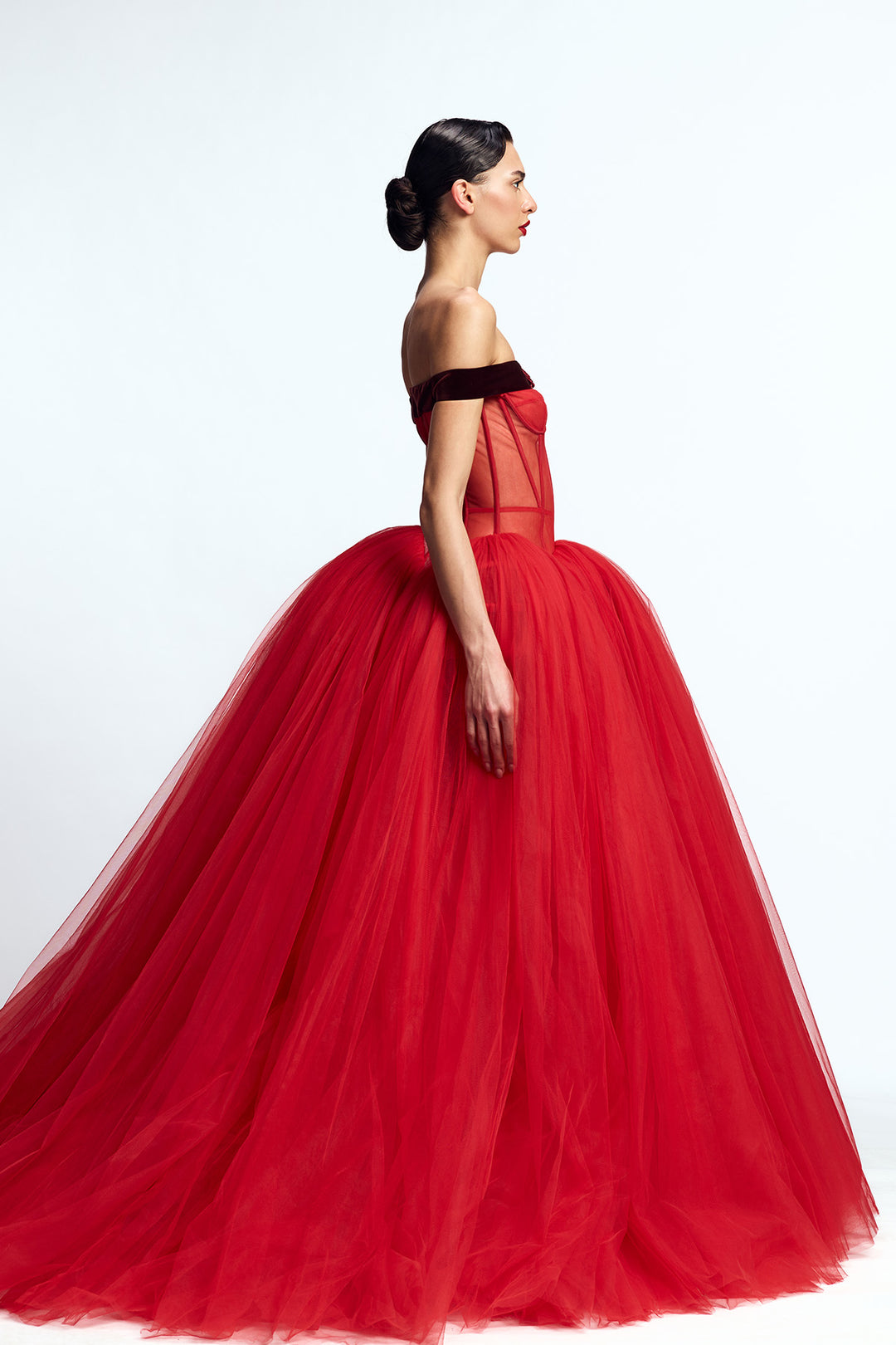 DROP WAISTED CORSETED GOWN