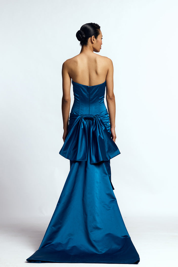 STRUCTURED DRAPED COLUMN GOWN