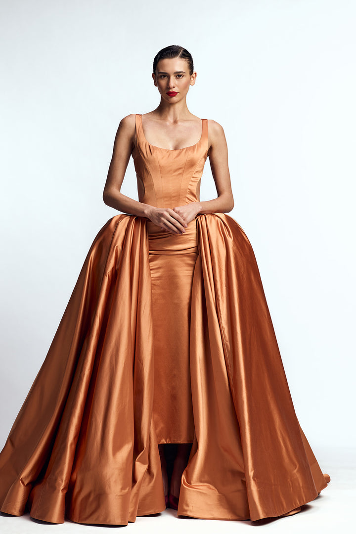 STRUCTURED COLUMN GOWN