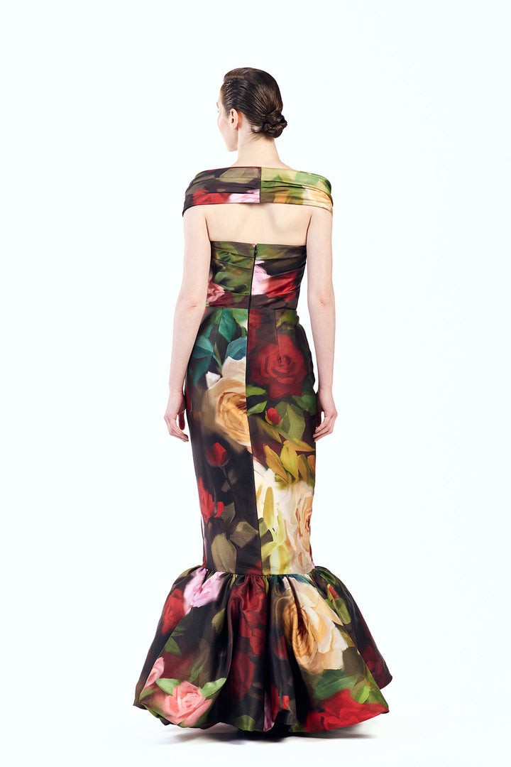 OFF SHOULDER DRAPED GOWN