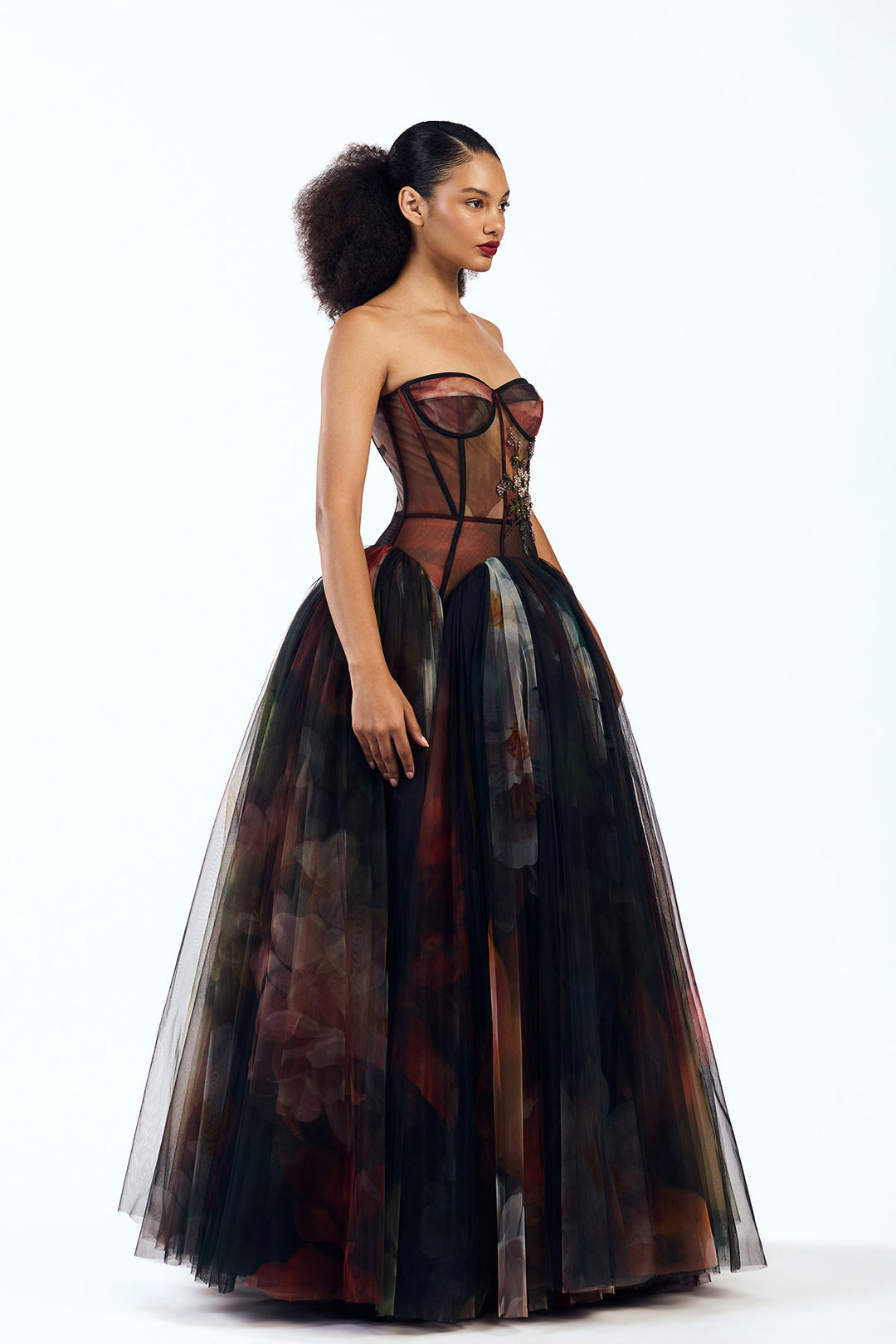 DROP WAISTED CORSETED MAXI DRESS