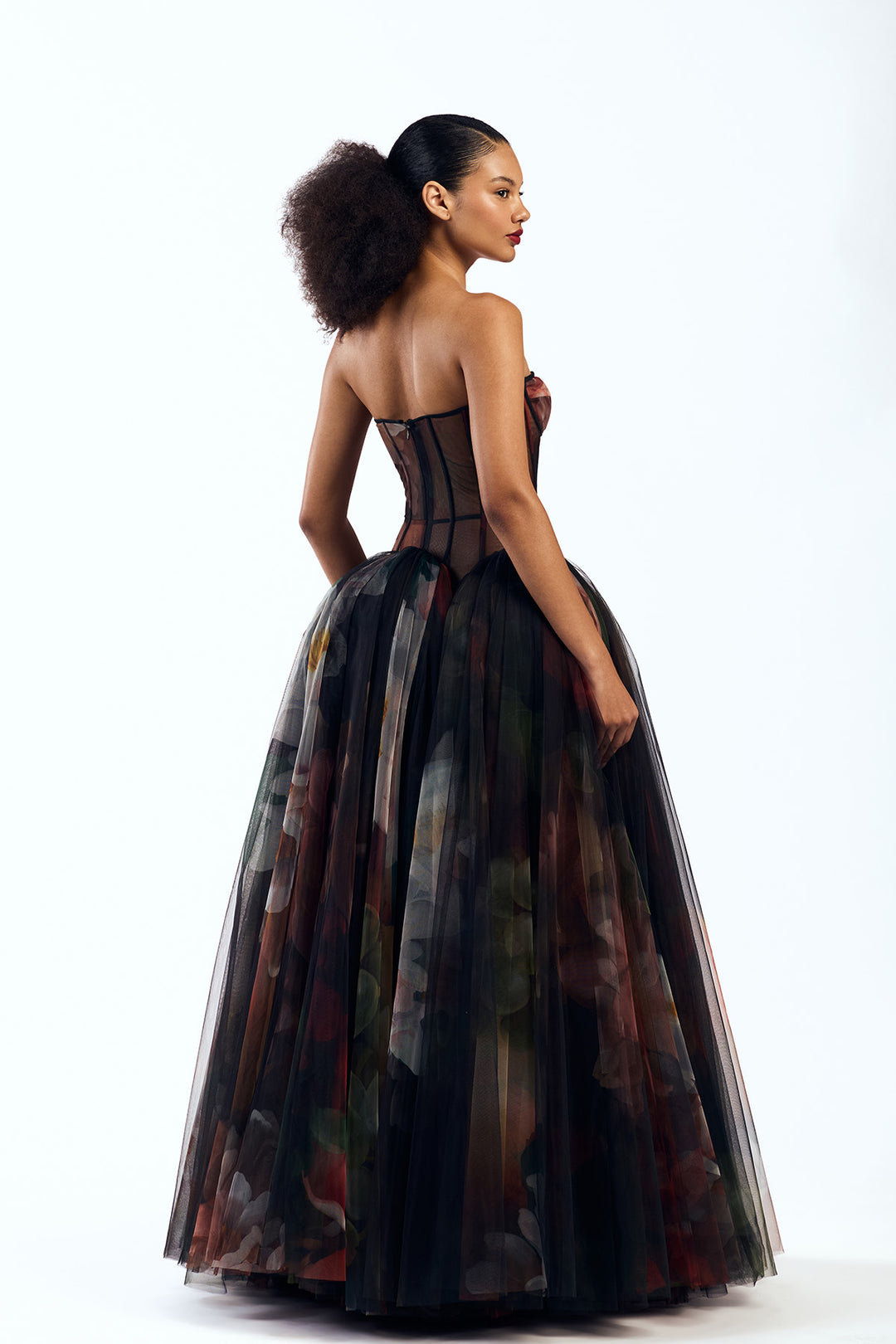DROP WAISTED CORSETED MAXI DRESS