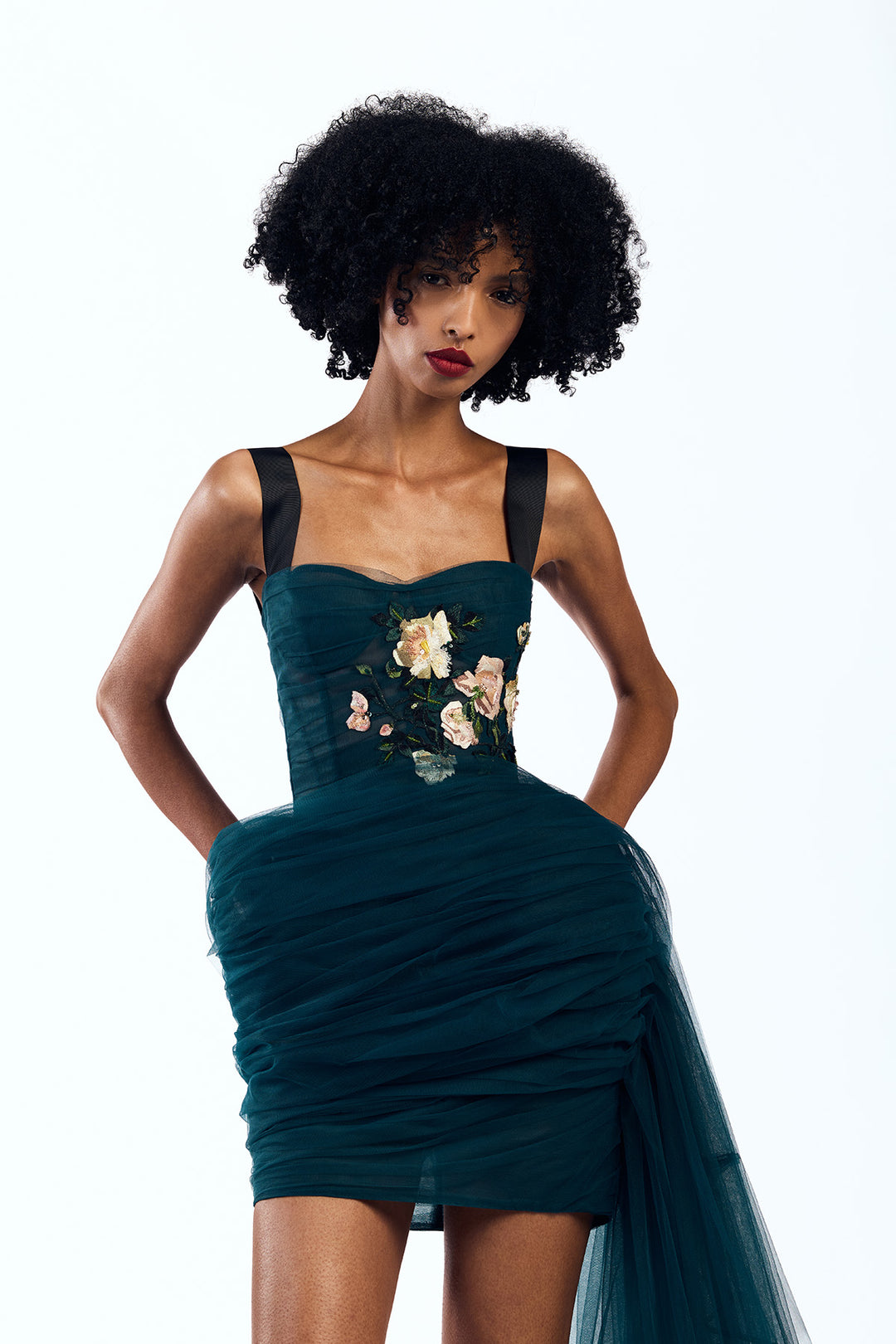 DRAPED CORSETTED MINI DRESS