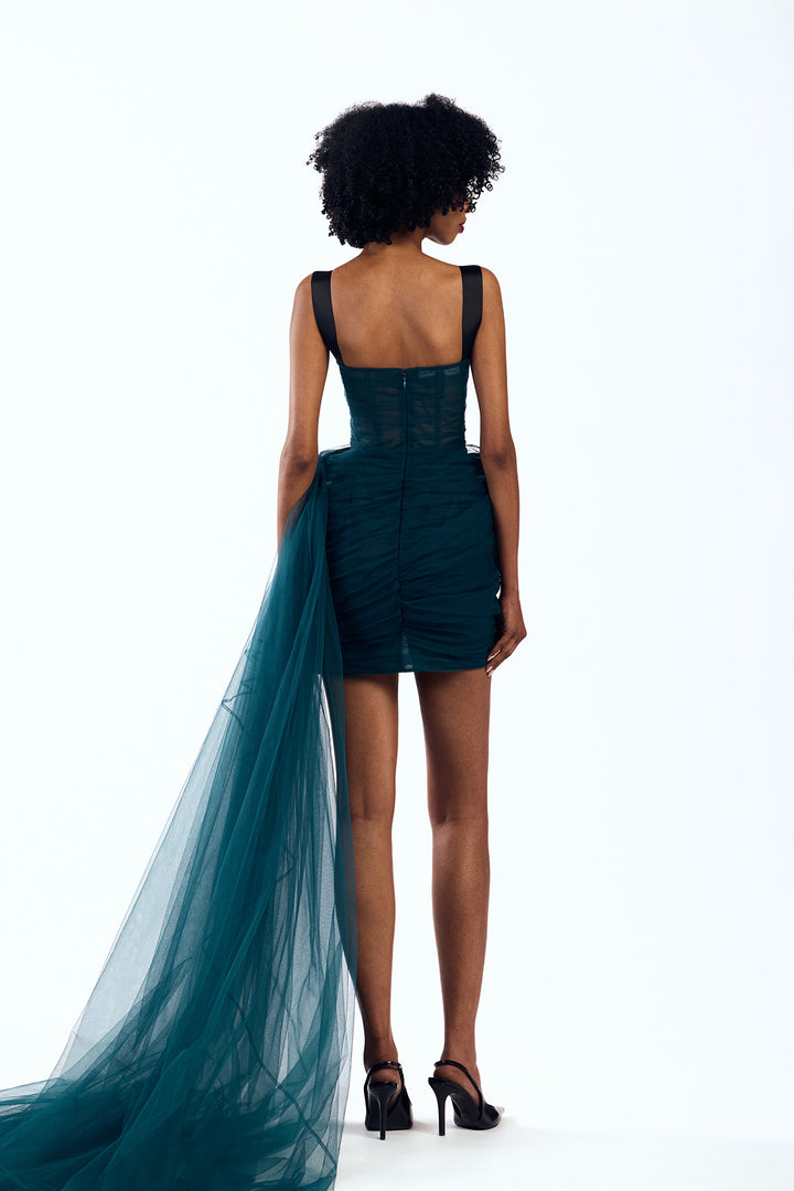 DRAPED CORSETTED MINI DRESS