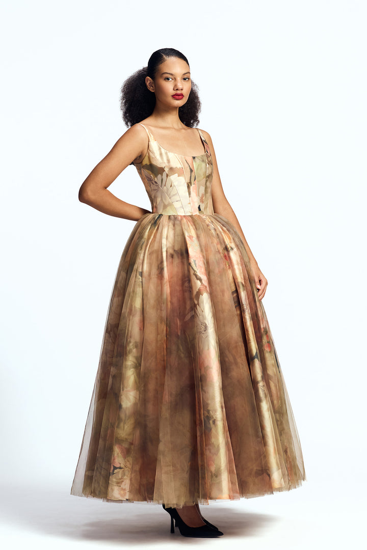 PANELLED CORSETED MIDI