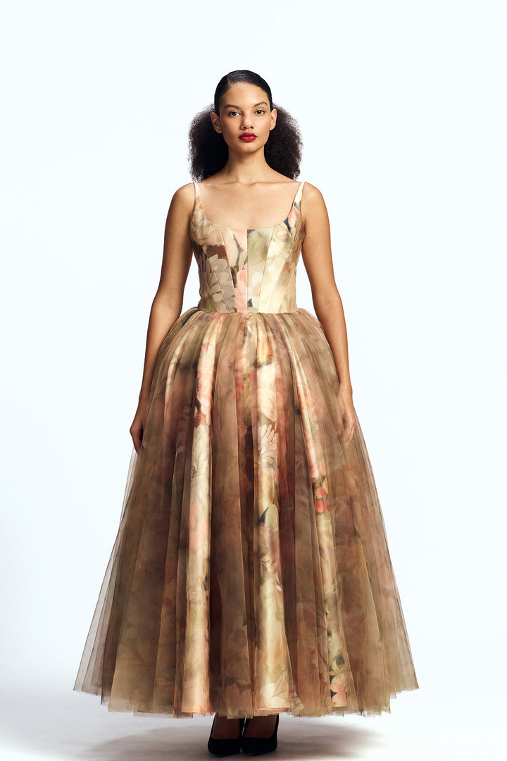 PANELLED CORSETED MIDI