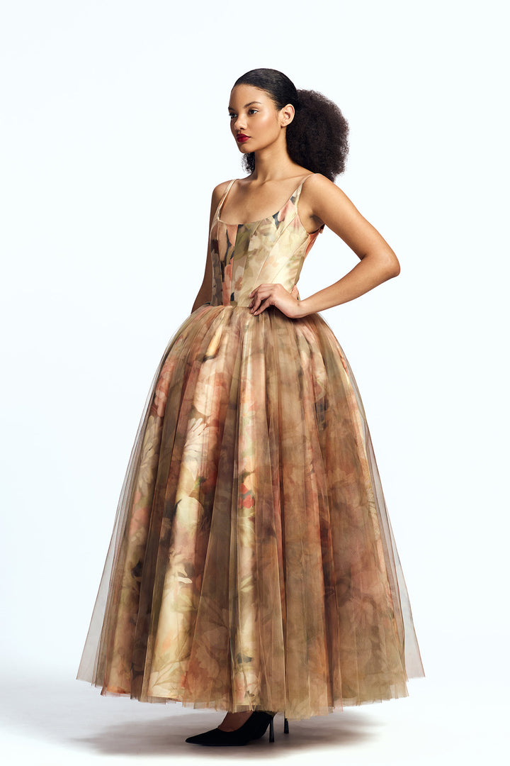 PANELLED CORSETED MIDI
