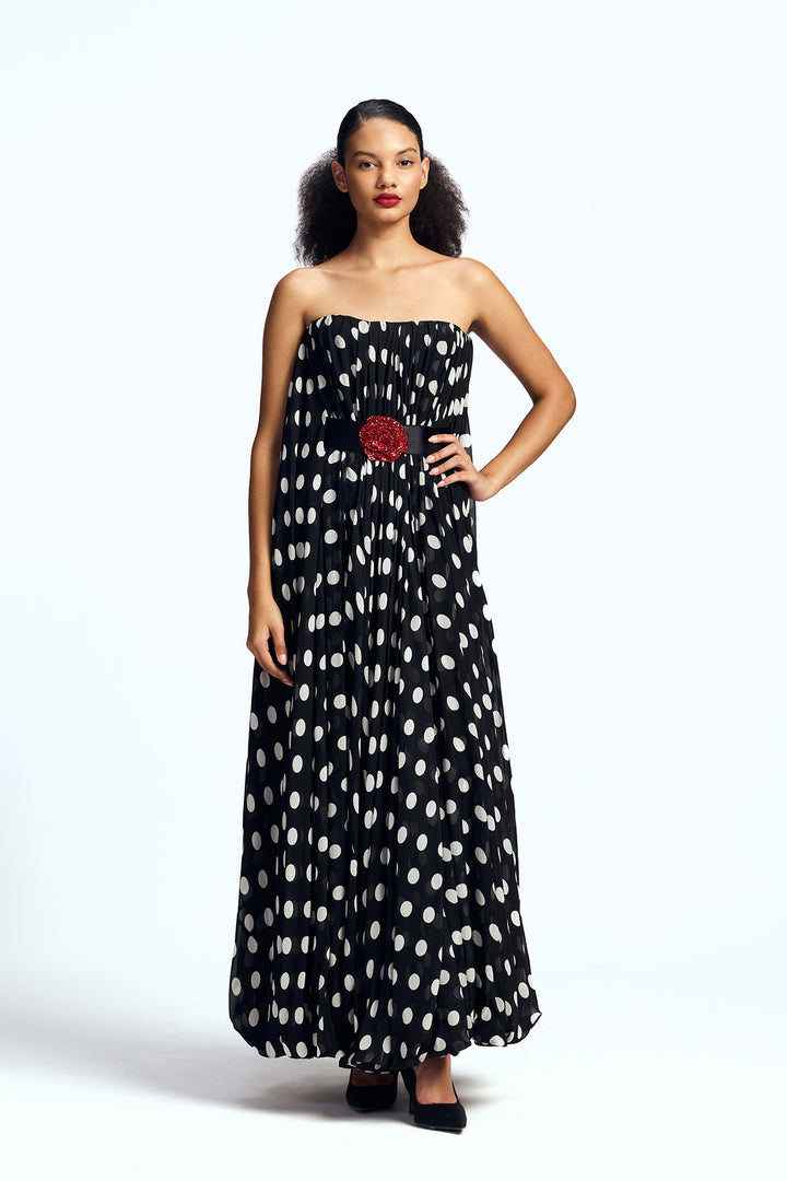 STRAPLESS BALLOON MAXI DRESS