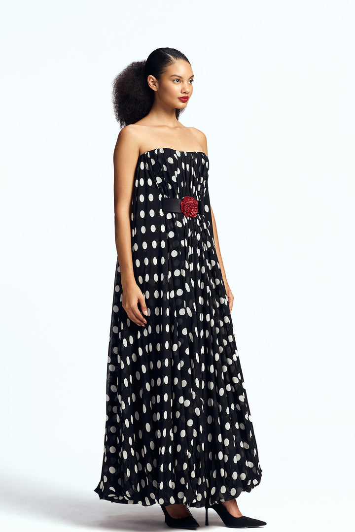 STRAPLESS BALLOON MAXI DRESS